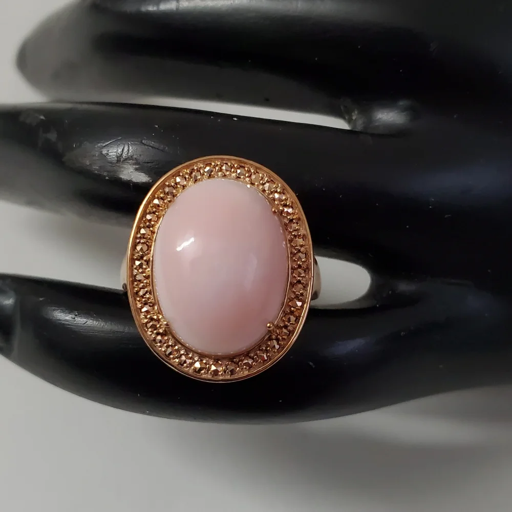 Blush Beauty: Pink Opal and Gold-Tone Statement Ring
